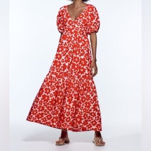 Zara Red & White Maxi Dress